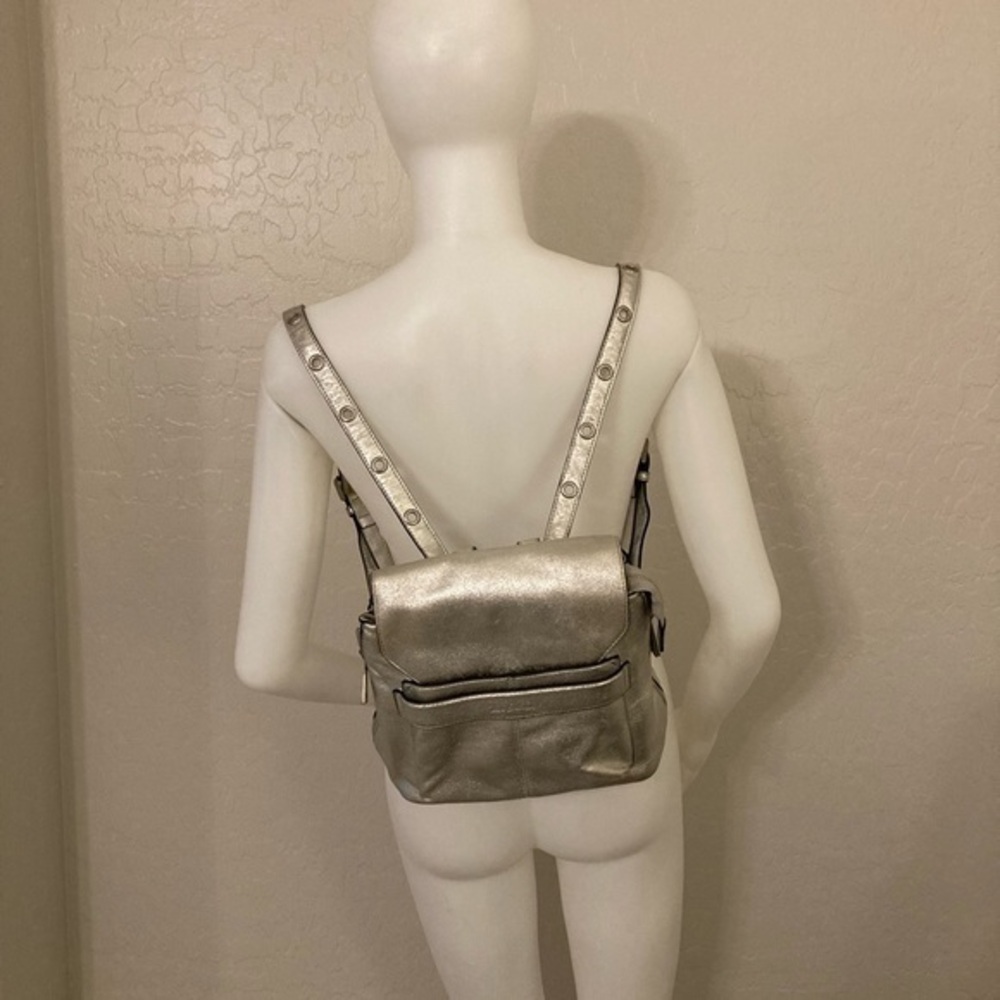 Sam Edelman Silver Metallic Faux Leather Backpack